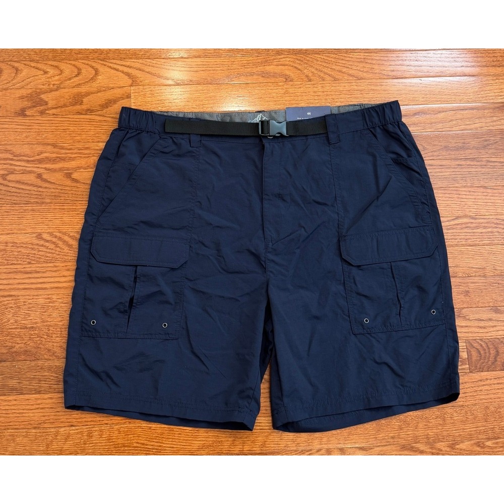 New Croft & Barrow Cargo Shorts Mens 44 Blue Ripstop Hiking Fishing 9" Belted